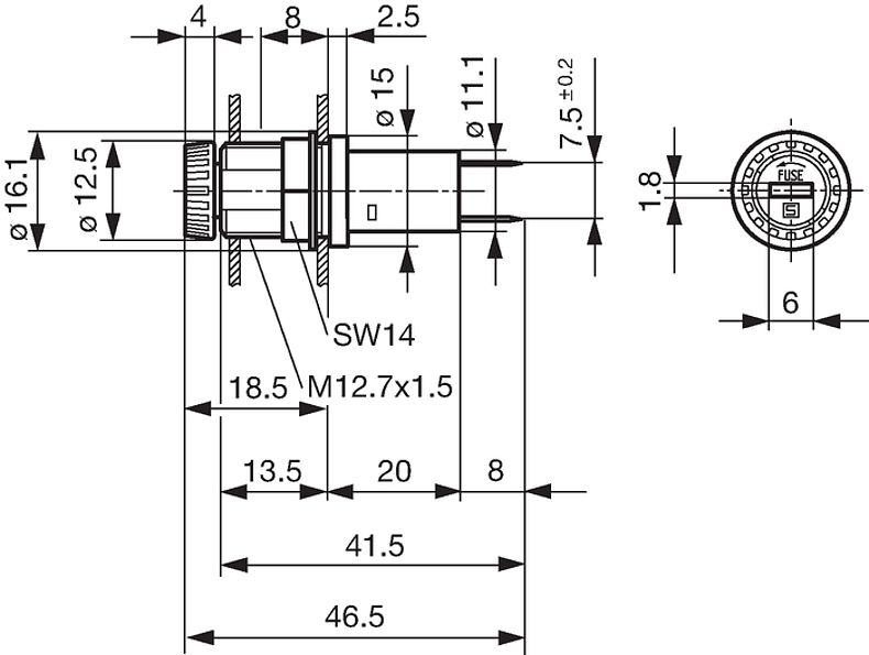 PL FPG1-67: Porte-fusibles FPG1 ø 5 x 20 mm chez reichelt elektronik