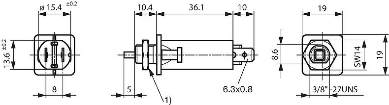 T9-211 - Circuit Breaker for Equipment thermal, Threaded-neck type 