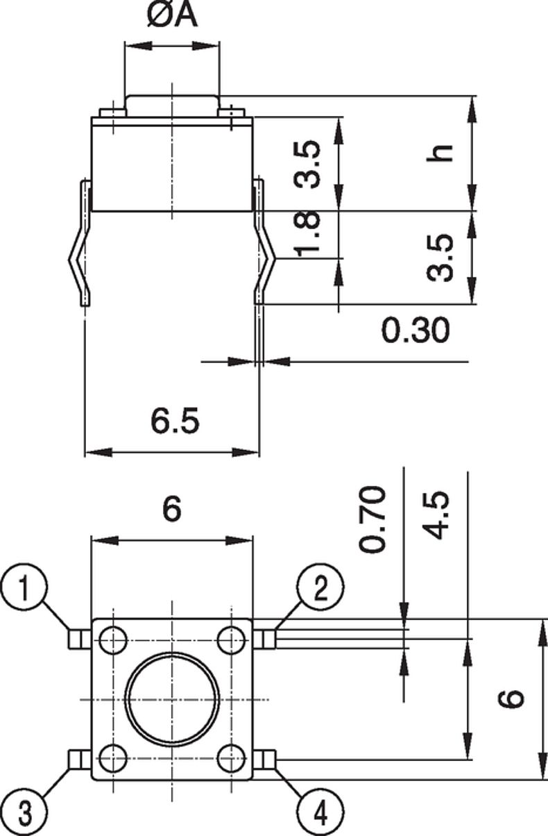 6x6 mm Kurzhubtaster - Printmount und SMD Taster 6x6