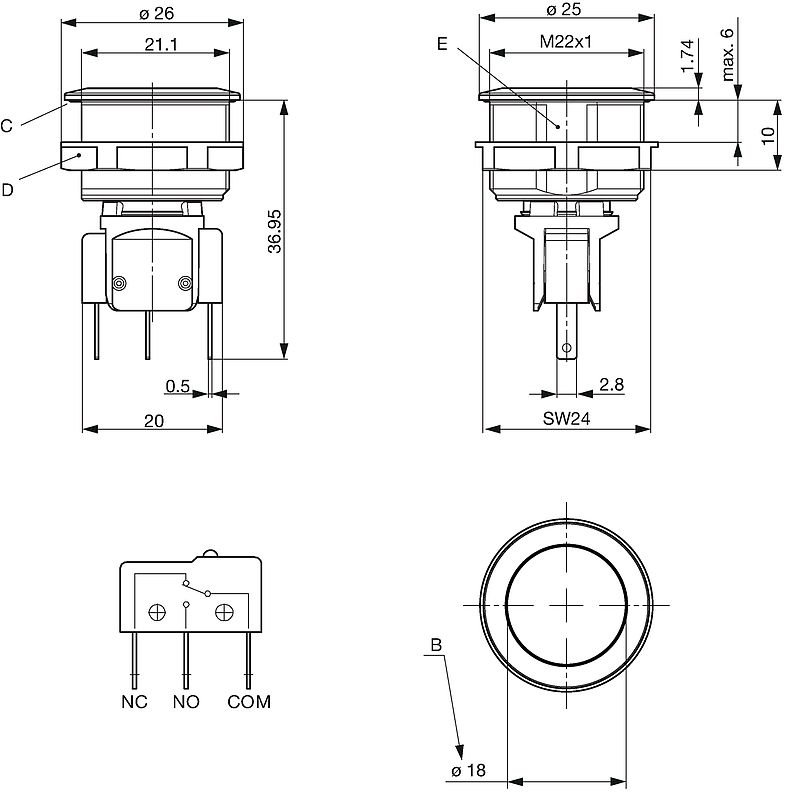 MSM CS 22 - Metal Switch with Ceramic Actuator, Switching Voltage up to ...